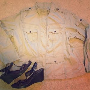 Khaki tan Sonoma 1x military zip up jacket NICE!!